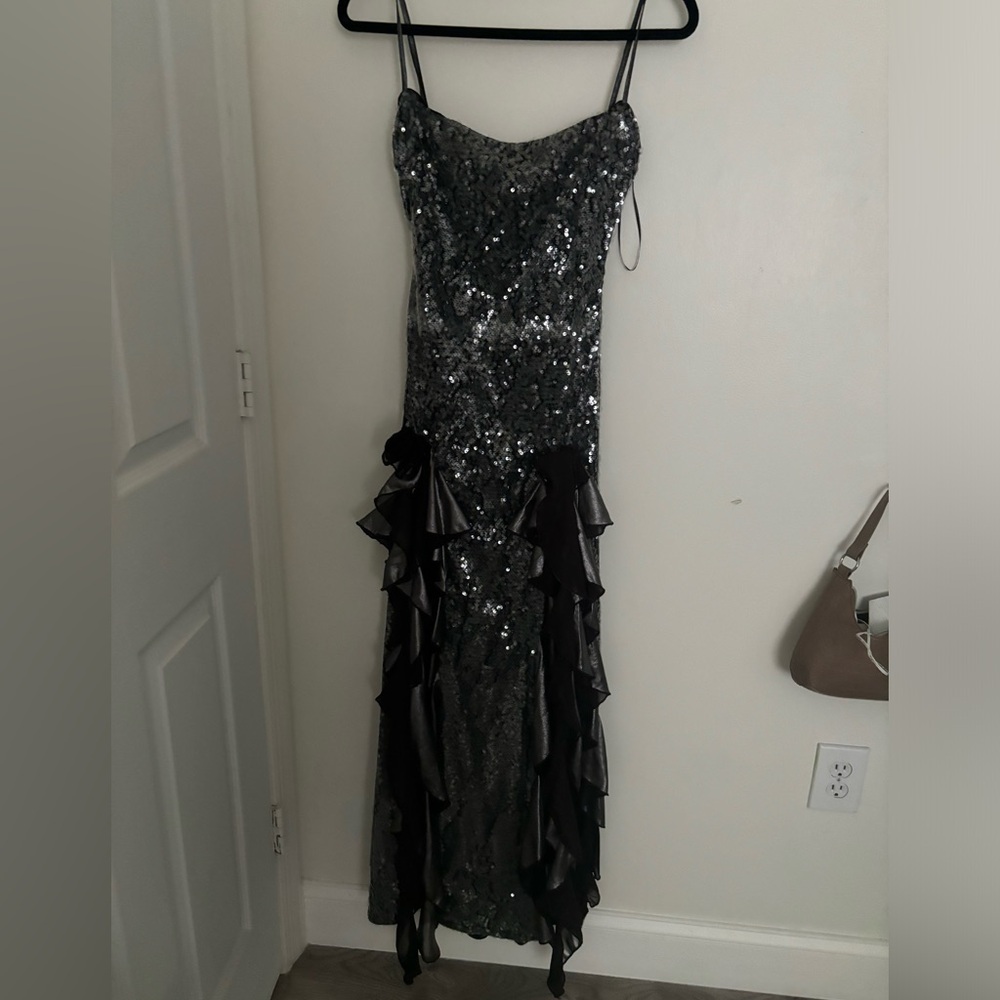 Grey/Silver Double Split Maxi Dress